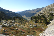 Vue de la vallée d´Incles depuis le belvédère de la Pleta de Juclar.