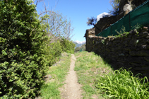 Chemin entre les murs de pierre sèche.